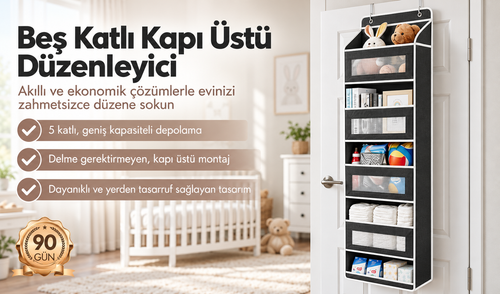 Çok Amaçlı Kapı Arkası Askılı Düzenleyici (5 Bölmeli)